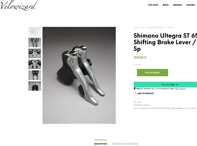 Shimano Ultegra ST 6510 Shifting Brake Lever / 3 x 9 Sp / Ice Grey / 1990s