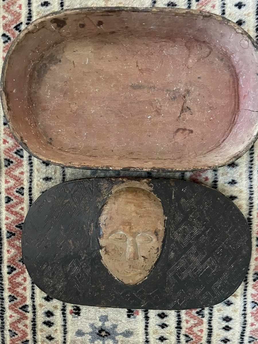Antique Kuba Congo Fetish Box Carved Face Lid | eBay
