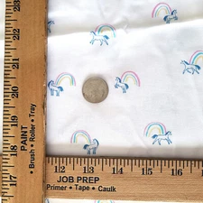 Dear Stella Rainbows and Horses Pastels on White Cotton Quilting Fabric 1488