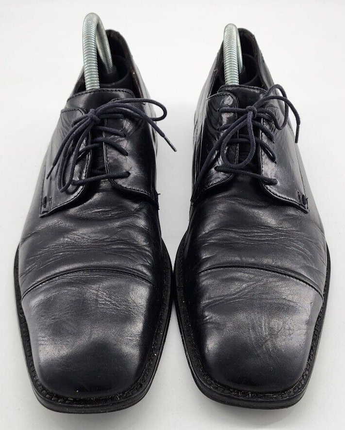 Johnston & Murphy Melton Black Leather Cap Toe Derby Dress  display picture 2
