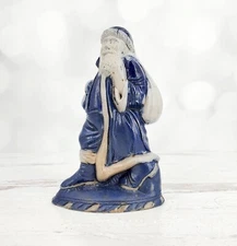 Vintage 1988 Rowe Pottery Works Salt Glaze Santa with Sack Figurine 7”