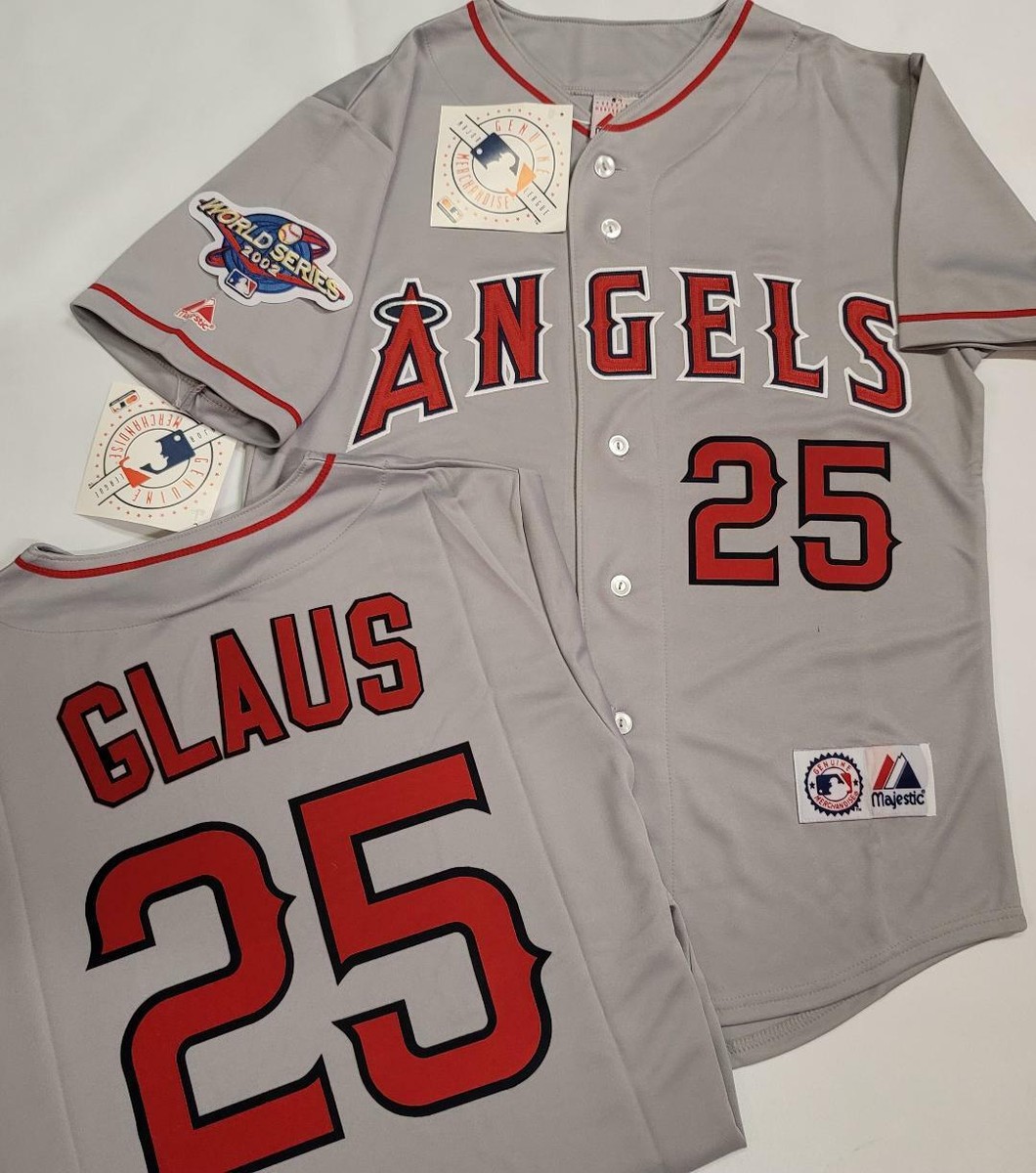 Custom Majestic MLB World Series 2002 Anaheim Angels Troy Glaus Baseball  Jersey