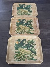 TV Trays Set Of Vintage Woven Boho Garden Kitchen Vegetable 1960's Cottage Core