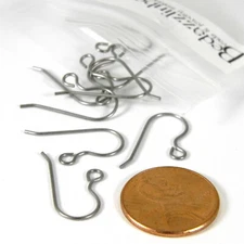 30 Silver Nickel Free Titanium French Hook Earring Findings w/ Stem & Loop Ring