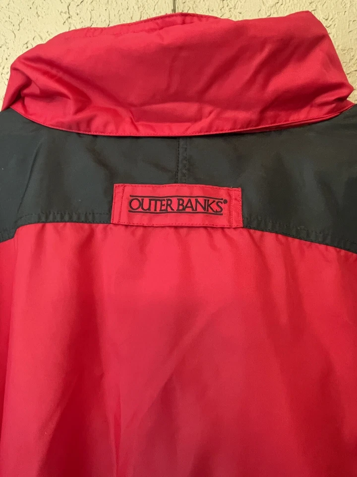 OuterBanks Wind Breaker Jacket Mens XL Red And Black Hooded Nautical - Image 3 of 4