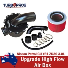 Upgrade High Flow Air Box,Filter&Intake Pipe Kit For Nissan Patrol GU Y61 3.0L