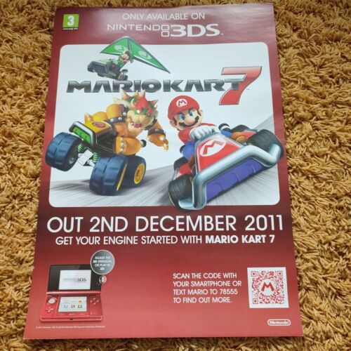 Mario Kart 7 3DS Official Shop Promotional Video Game Poster A2 - Afbeelding 1 van 1
