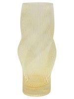 INNA-Glas Dekovase Dolgef, In Wellenform, Rillen, Gelb-Klar, 29Cm, Ø12Cm