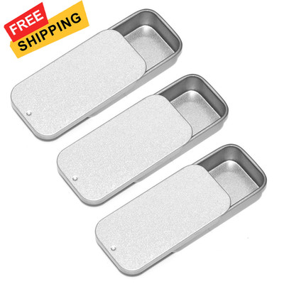 SKYPIA Lip Balm Tins Slide Top Tin Containers for 1 count (Pack of 3), SILVER