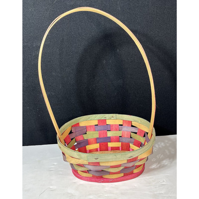 Easter Baskets Vintage Woven Ribbon Wood Wicker 15x10x8 Made in Japan 1950 s