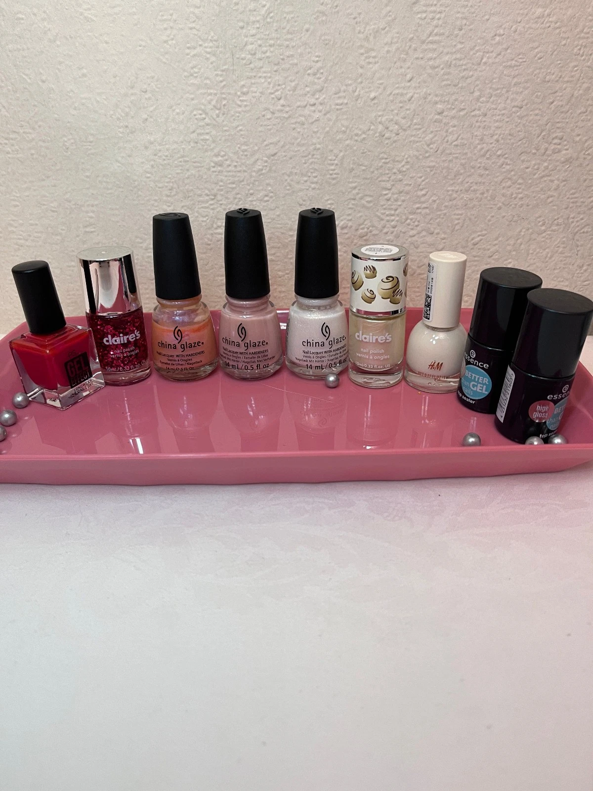9x nail polish bundle China Glaze, H&M, Claire's, Essence. Red, pink, white etc