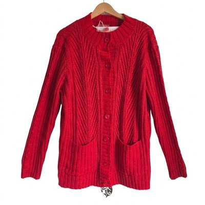 Rote Damart Thermolactyl Damen Strickjacke mit Knopfleiste - Größe UK 18/20 Wollmischung