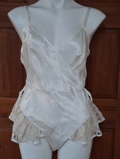 Vintage Victoria Secret Ivory Bridal Satin Lace Chemise All in One Teddy M/32