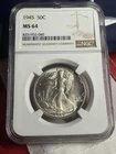 1945 Walking Liberty Half Dollar NGC MS64 BU - 90% Silver -WWII Era MINT STATE