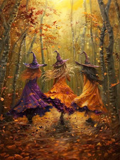 Halloween Witch Diamond Art Kit 11.8 x 15.7 Inch DIY Spooky Craft