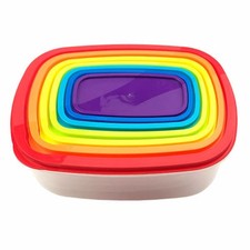 14-Piece Rectangle Food Storage Containers Rainbow - BPA-Free Plastic with Color