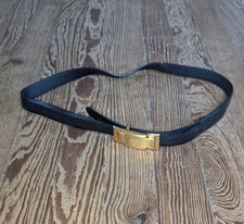Vintage Gianni Versace Leather Belt Womens Size 34 Black Medusa Face Buckle Gold
