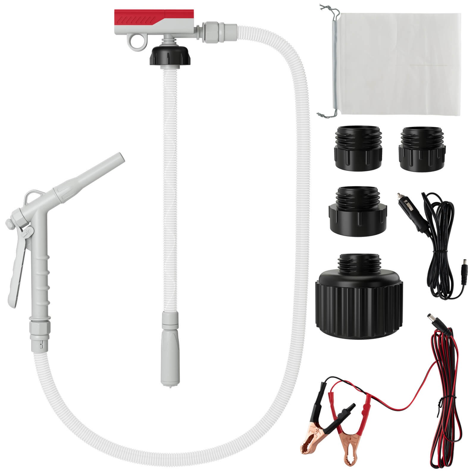 Fuel Transfer Pump w/Hand Trigger Nozzle for Flow Control & Stop Extra Long Hose