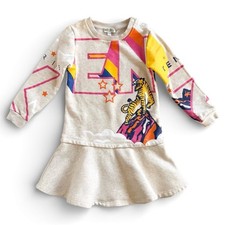 Kenzo Kids Tiger Sweatshirt Dress Cream Beige Graphic Skater Logo Girls 4 4A 