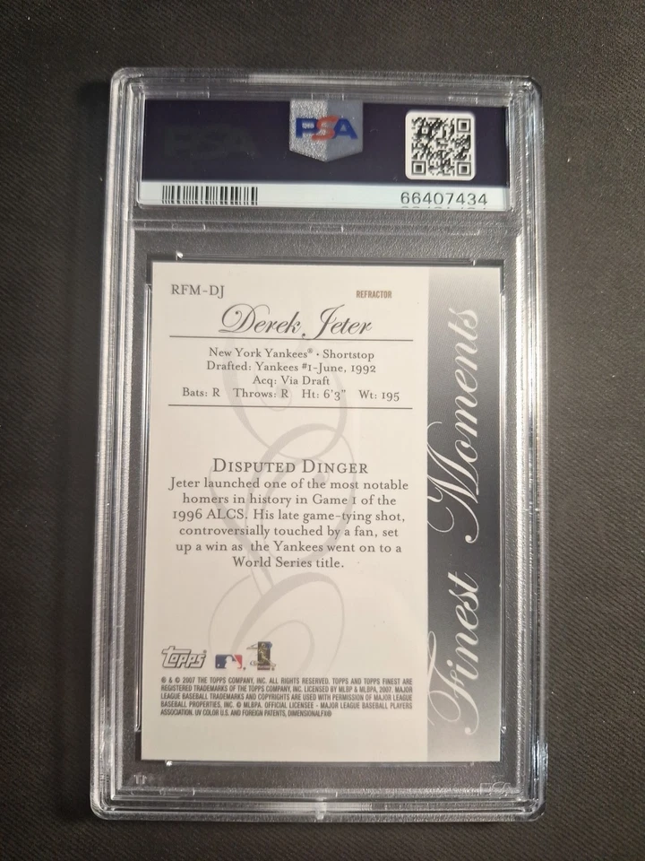 2007 FINEST ROOKIE DEREK JETER FINEST MOMENTS REFRACTOR  PSA 9 NY YANKEES HOF - Image 2 of 2