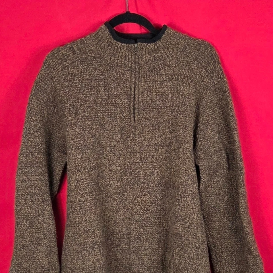 PENDLETON Shetland Washable Wool Sweater Brown 1/4 Zip Size Large - Image 2 of 4