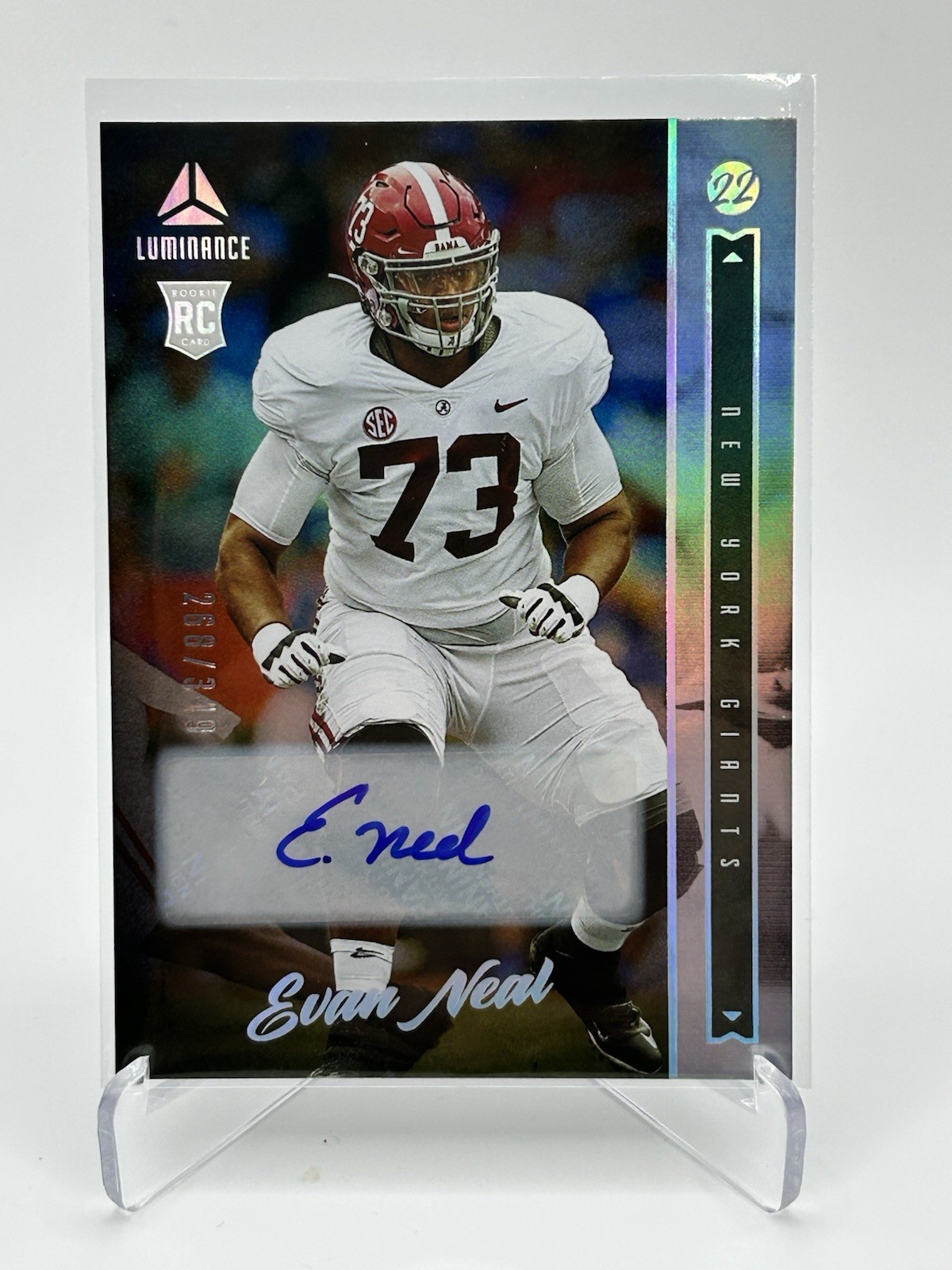 Evan Neal Panini Luminance #137 Autograph