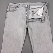 Levis 501 Jeans Mens 36x32 Gray Button Fly Denim Pants Original Classic Straight