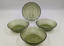 Set of 4 MCM Anchor Hocking Soreno Avocado Green Glass Bark 6" Salad Cereal Bowl