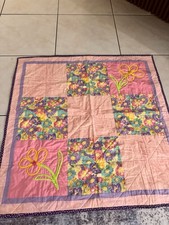 Handmade Baby Girl Patchwork quilt 41x41 Floral Blanket Crib Nursery Rainbow