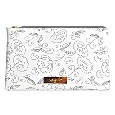 Small Makeup Pouch for Women, Cute Black and White Floral Cosmetic Bag for Pu...