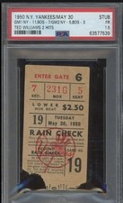 1947 Ted Williams PSA Ticket 4 Hit 8/15 V NY/ Triple Crown YR  Joe DiMaggio MVP
