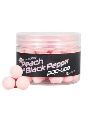 Dynamite Baits N-Ticers Fluro Pop Ups 15mm Peach Black Pepper Karpfenköder