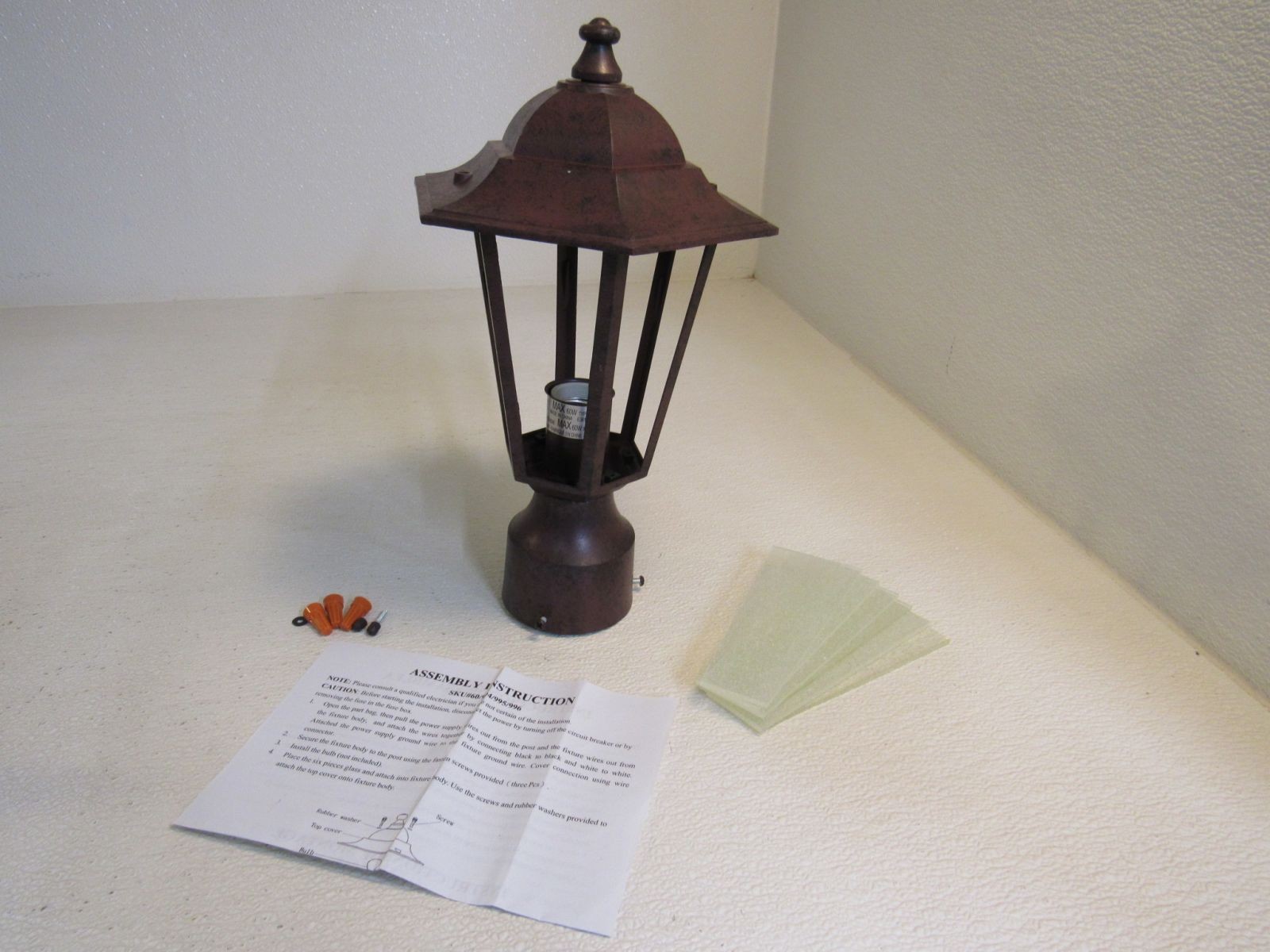 Satco Nuva Post Lantern 14-1/4-in H Old Bronze Clear Seeded Glass 60W Max