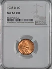 1938-D  1C  LINCOLN WHEAT CENT  "DENVER"  NGC MS66 RD (RED)  #8340750-354