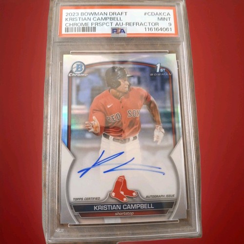 2023 1st Bowman Chrome Prospect Refractor Kristian Campbell AUTO 434/499 PSA9!
