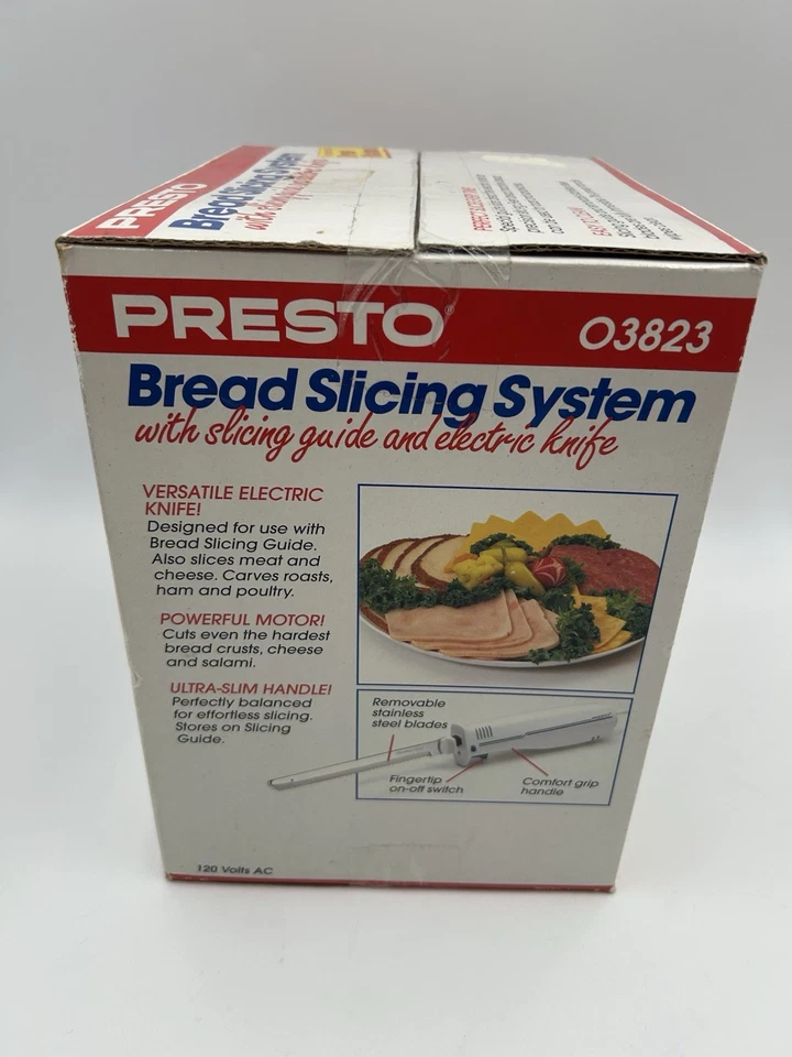 Sistema de rebanado de pan Presto guía de corte con cuchillo eléctrico 03823 nuevo en caja Foto 3 de 4