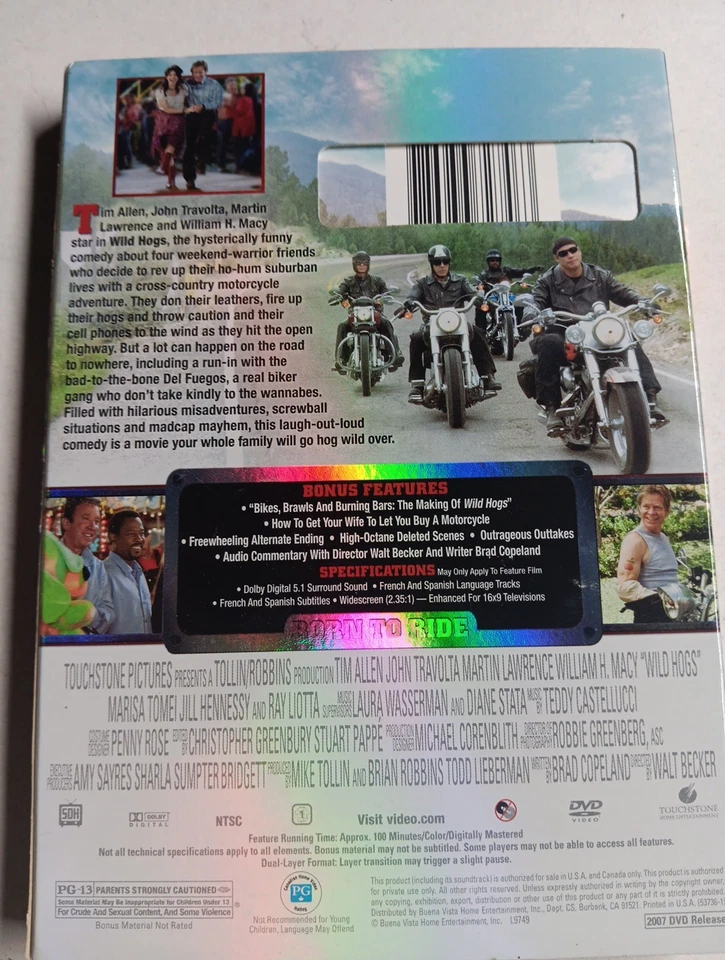 Wild Hogs (DVD, 2007) W Slipcover, Bonus Features, Like New Disc - Image 2 of 4