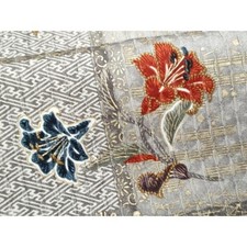 Heiwaya Kimono Small Pattern Gold Branch Flower Pure Silk Used Japan