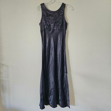 VINTAGE All That Jazz Dress Women Size 9/10  Y2K 90s Black Satin Formal