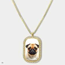 Amazing Cute Pug Dog Breed Fashion Pendant Necklace Chain Graphic Dog Tag Chain