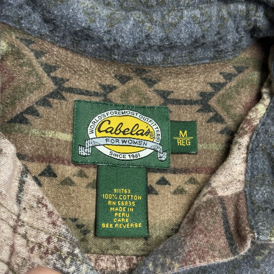 Camisa Abotonada Cabela's para Mujer Franela Azteca Talla M 21x27 Manga Larga Foto 3 de 4
