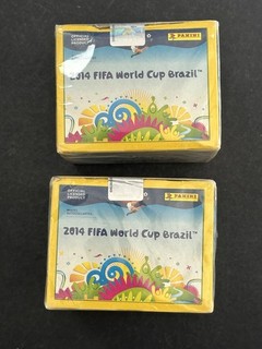 LOT (2) 2014 Panini FIFA World Cup 50 Packet x7 Sticker Sealed Box Neymar RC Yr