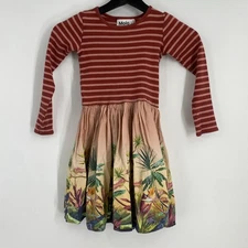 Molo Dress Youth Size 122/128 Striped Forest Nature  Casual Quiet Luxury 971