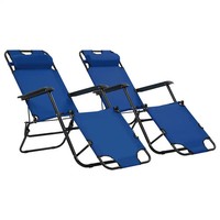 Klappbare Sonnenliegen 2 StüCk Mit FußAblage FüR Garten Terrasse Blau