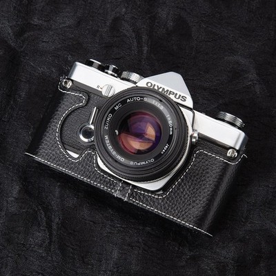 For Olympus OM-1/1N OM-2/2N OM-4/4TI OM-3 Genuine Leather Half Camera Case Black