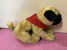 FAO Schwarz Pug Puppy Plush Stuffed Toy - Realistic, Red Bandana