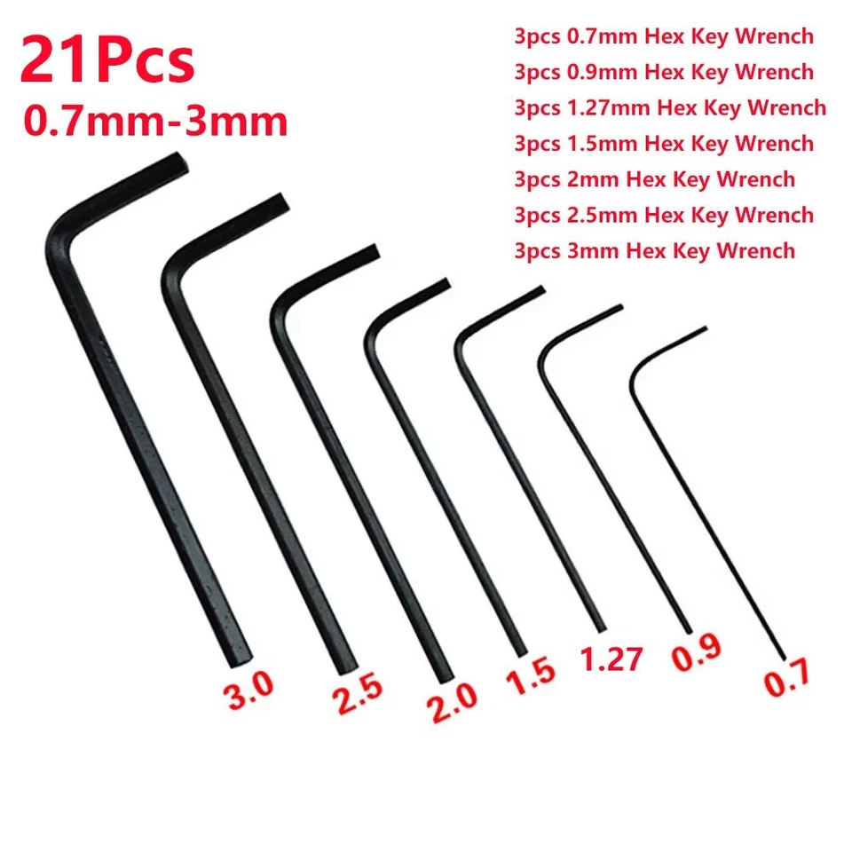 21pcs Mini Micro Hexagon Hex Allen Key Set Wrench Screwdriver Tool Kit 0.7mm-3mm - Image 2 of 4