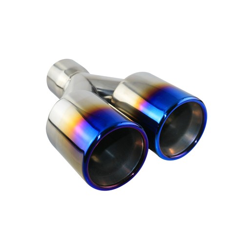Blue 2.5" ID 3.5'' OD Universal End Pipe Double Wall Exhaust Tips Rolled Tips - Picture 4 of 4