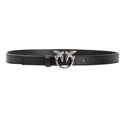 Pinko Women's Love Berry Simply Belt H2 Silver Buckle 100143 Black Color