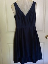 Navy Blue Alfred Sung Hi/Low Hem Sleeveless Dress